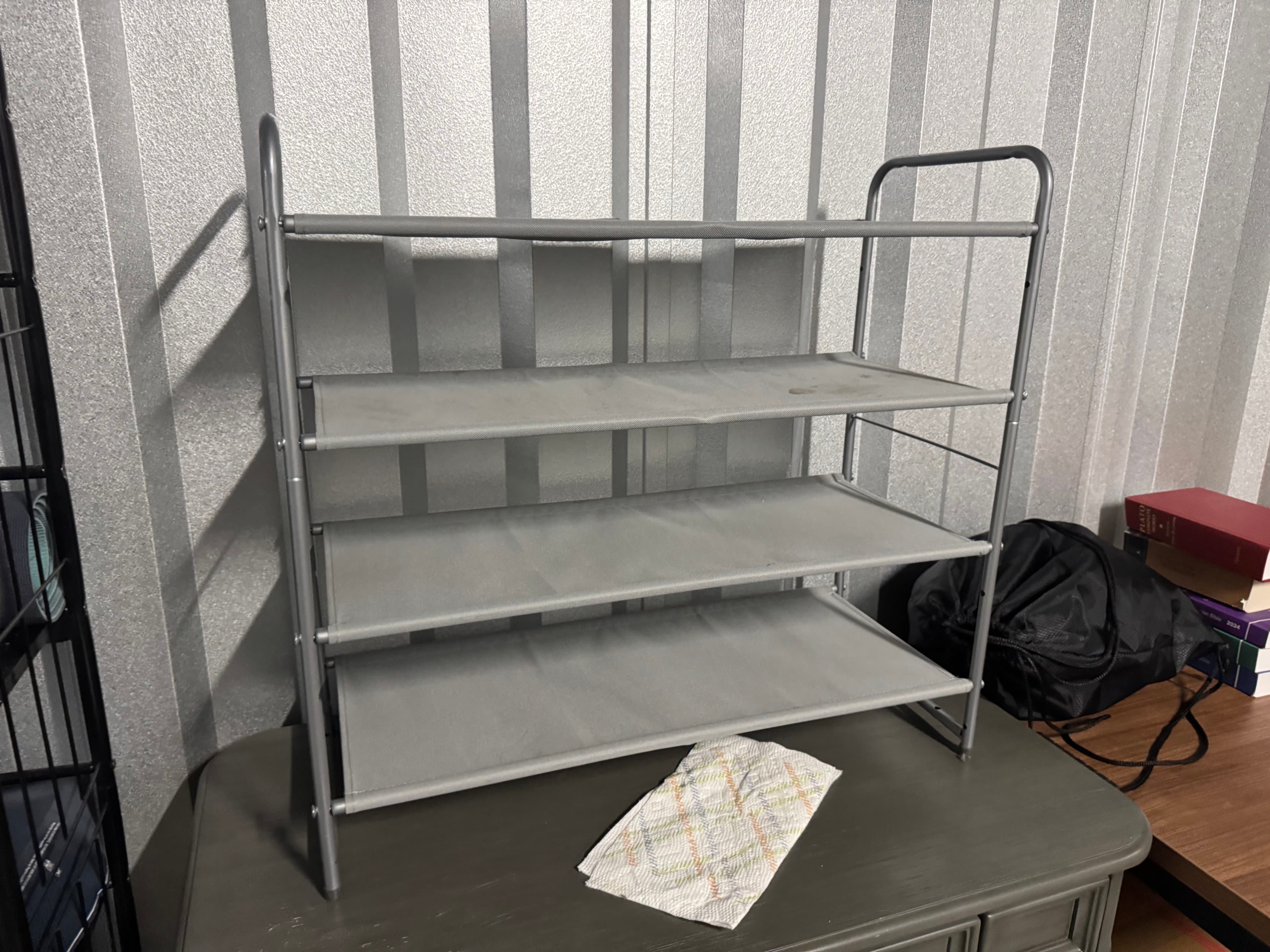 4-Tier Gray Fabric Shoe Rack