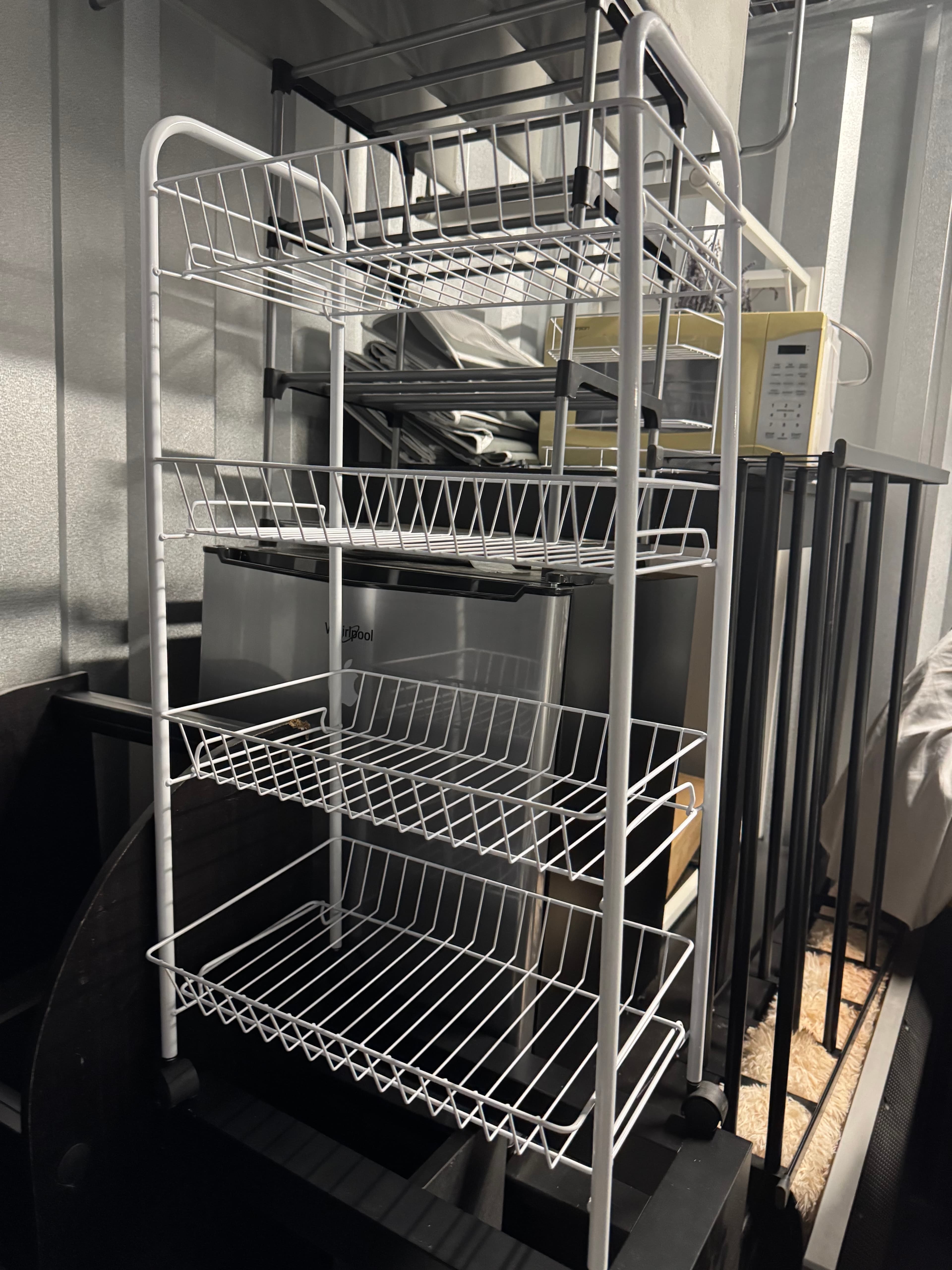 White Rolling Wire Storage Cart