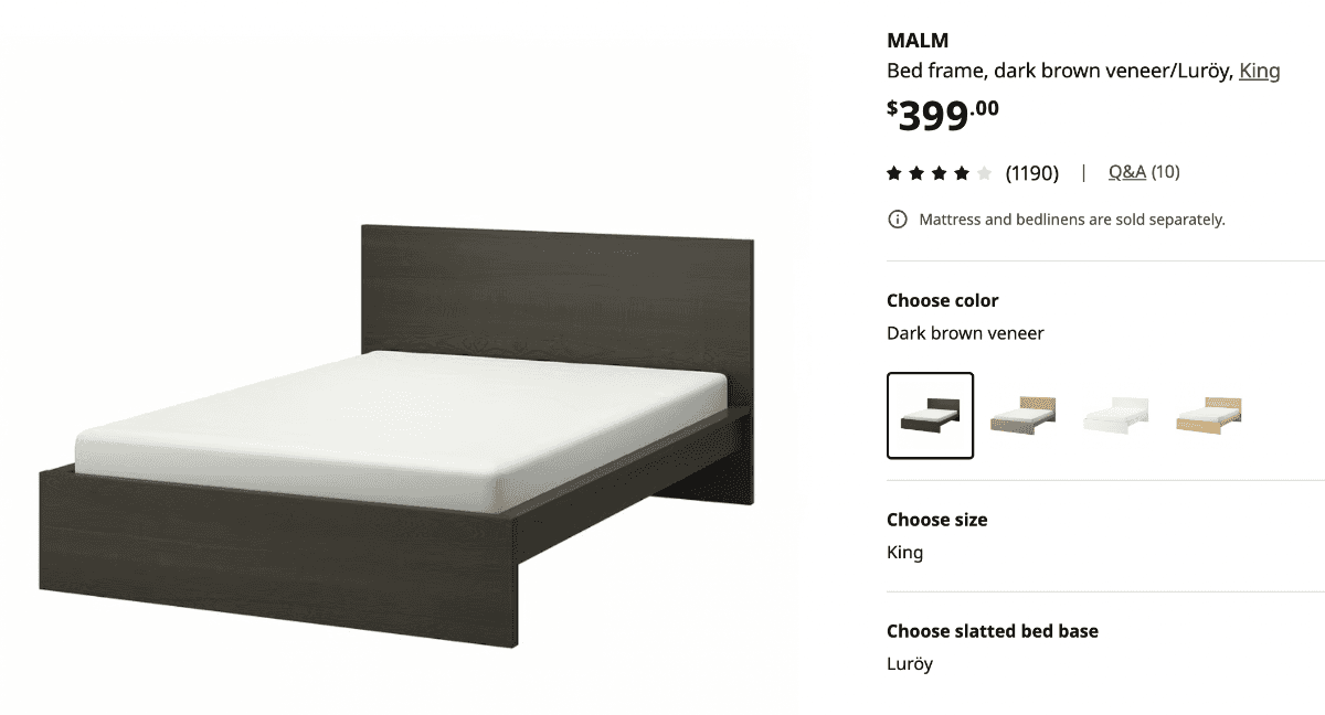 King-Sized Black Bed Frame & Headboard Set