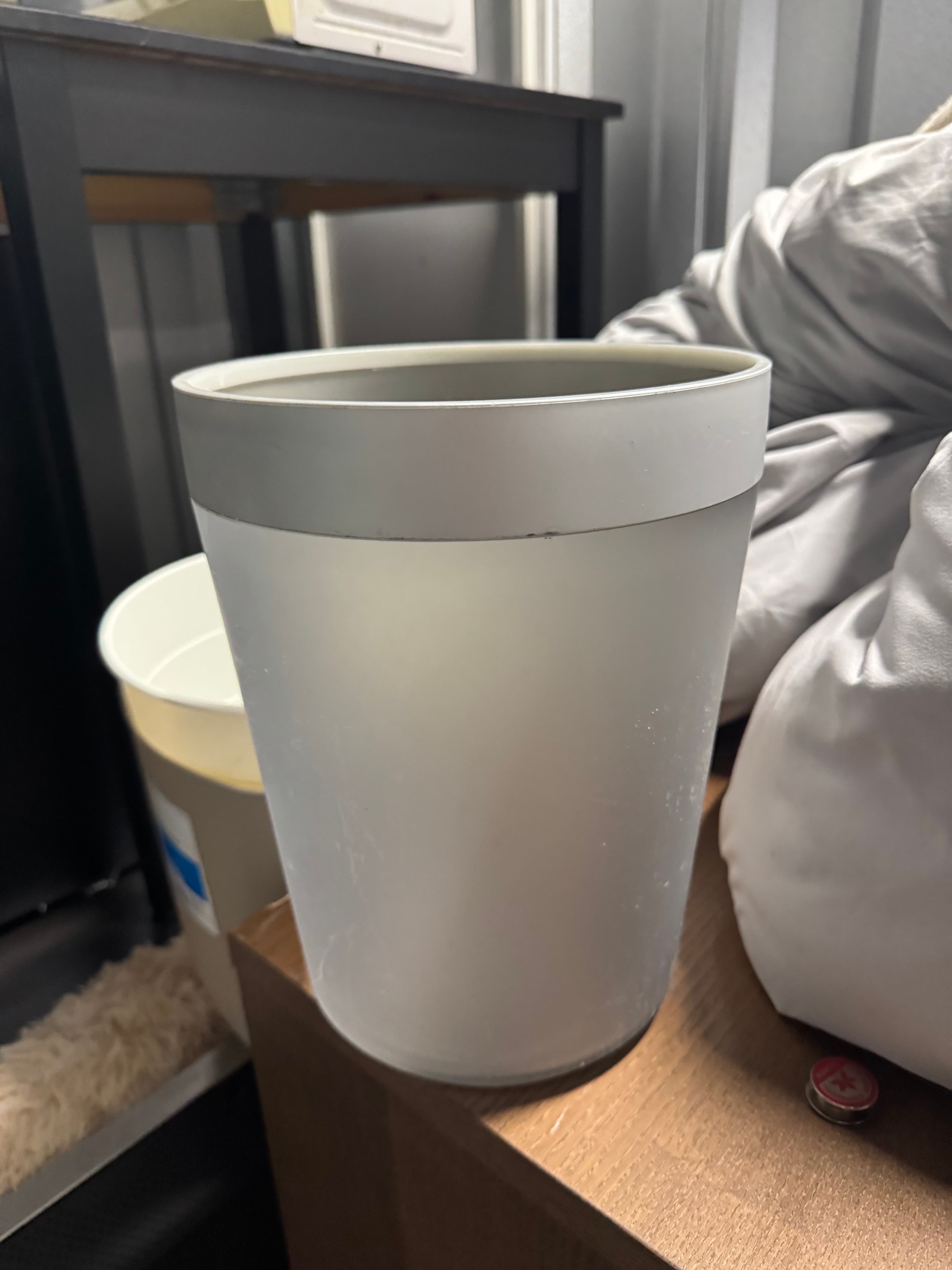 Gray Plastic Wastebasket