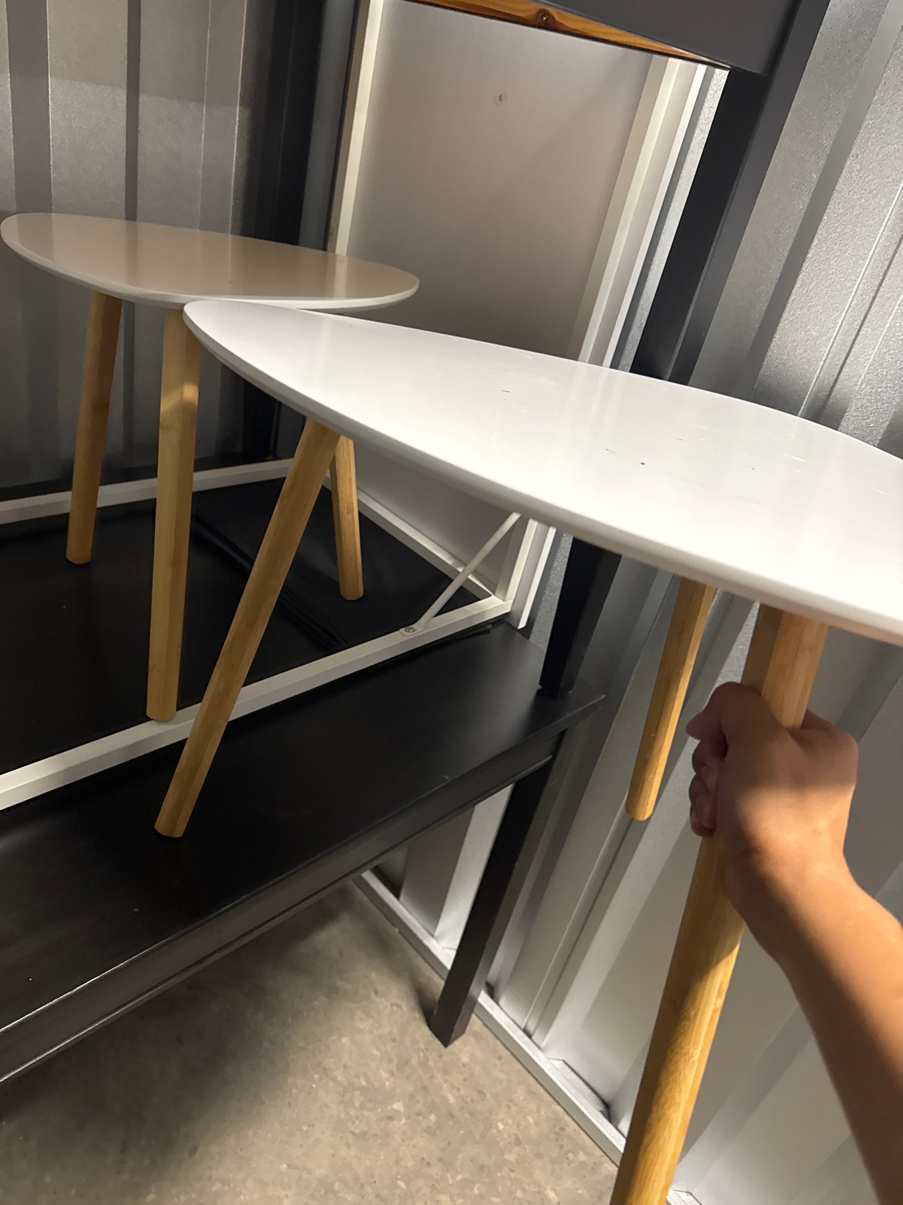 White Triangle-Leg Side Tables (Set of 2)