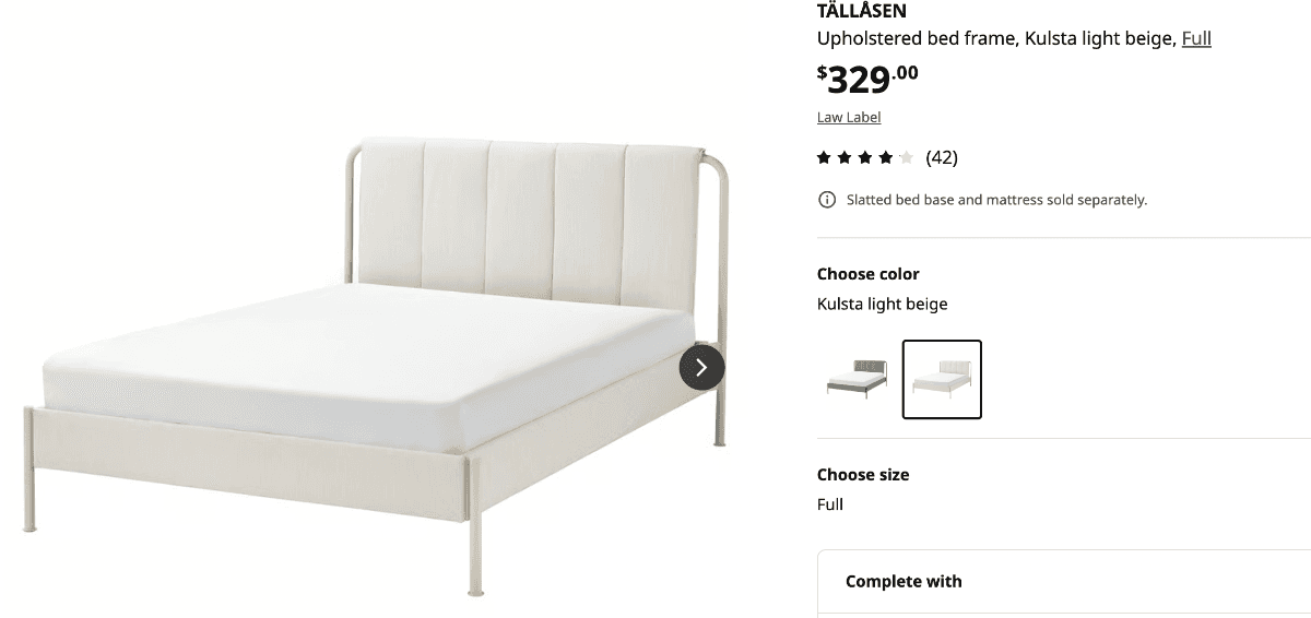 Full-Sized Beige Upholstered Bed Frame Parts