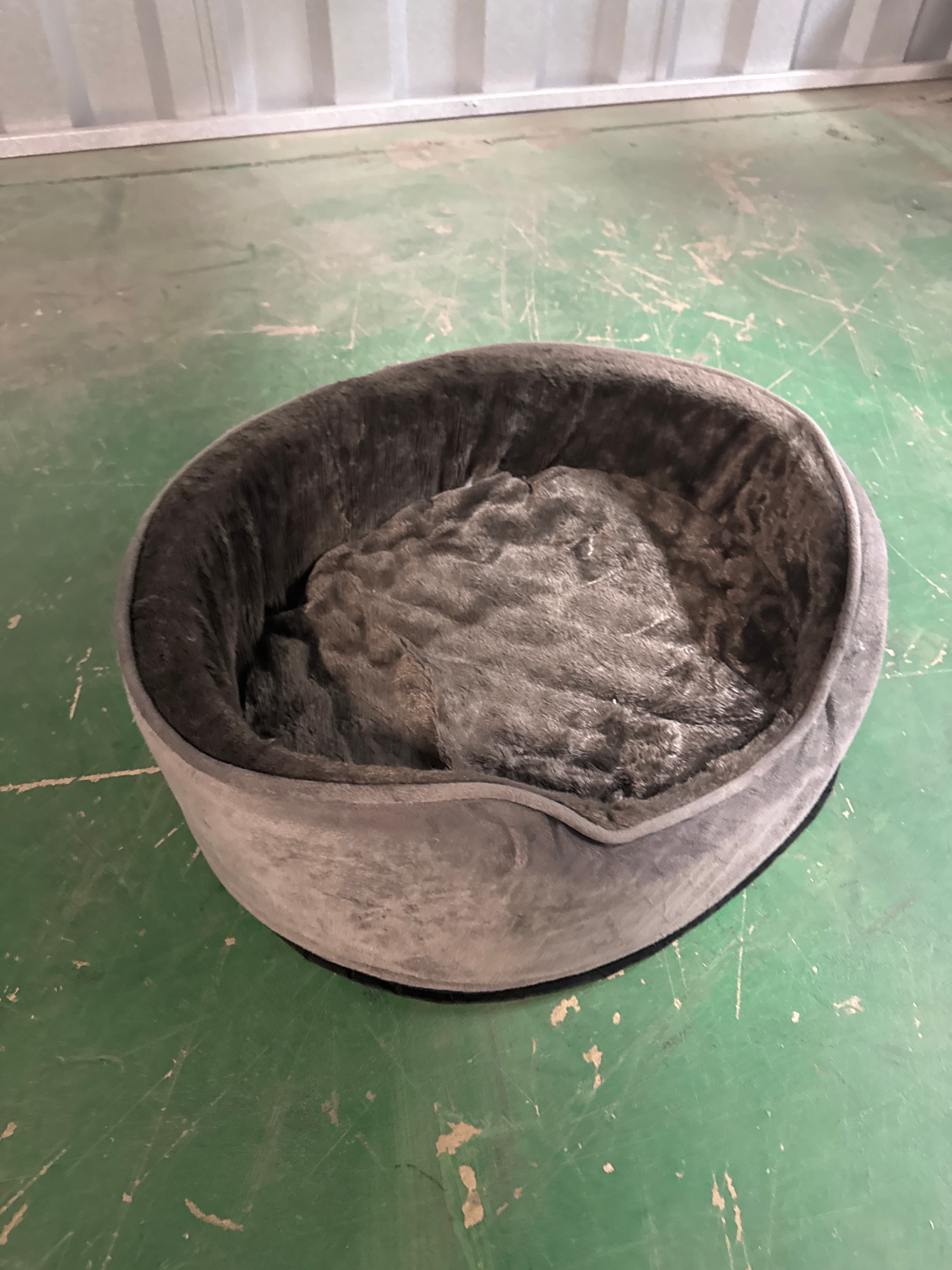 Round Gray Pet Bed