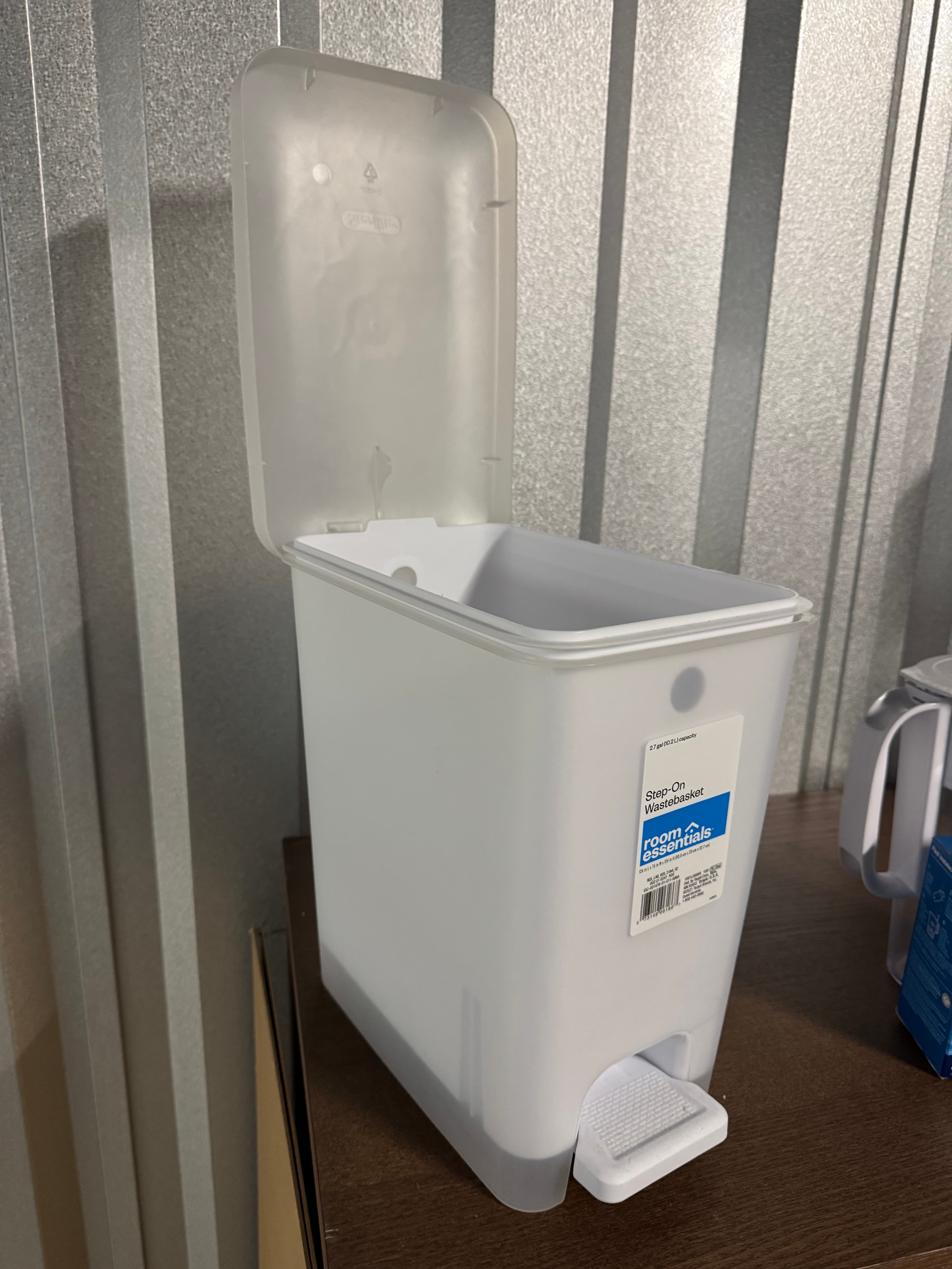 White Step-On Wastebasket